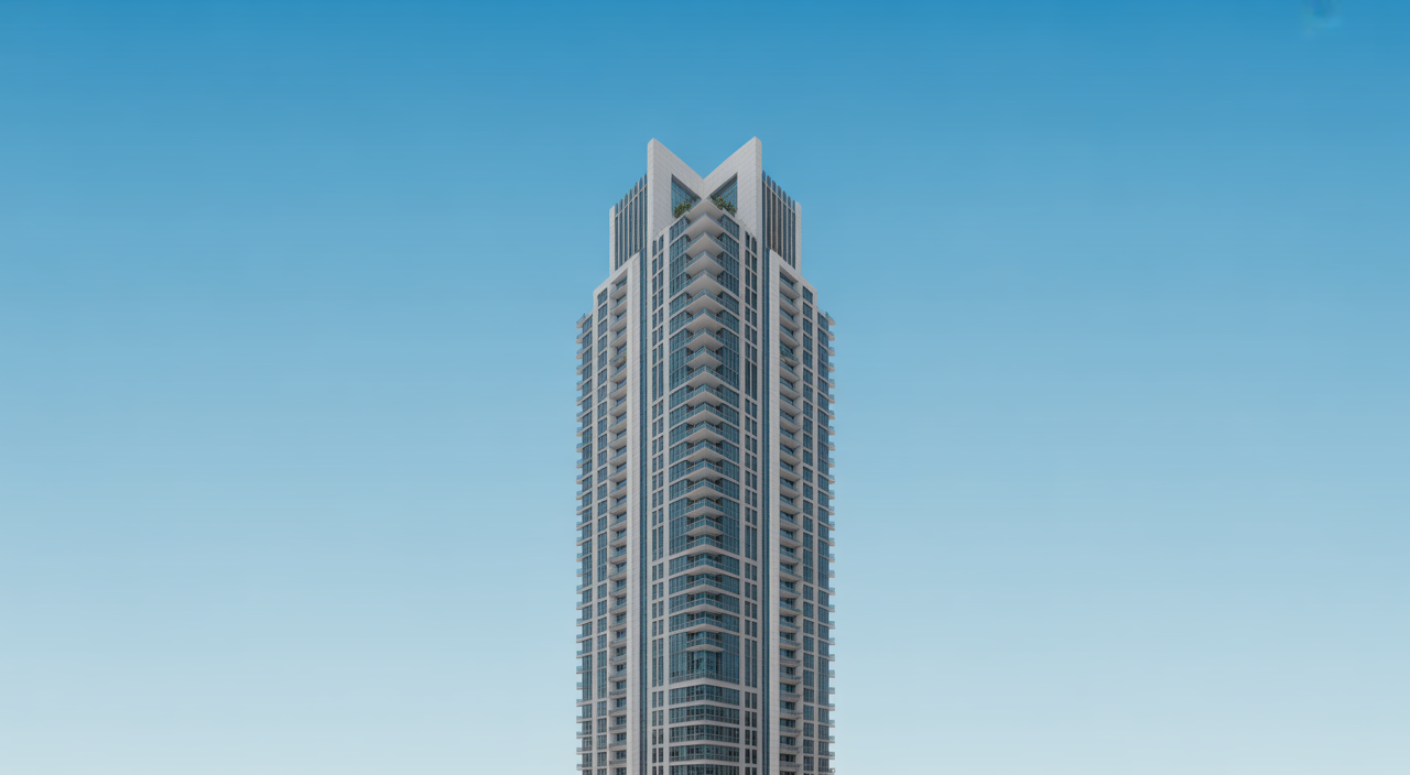 Modern high-rise building in Dubai, symbolizing efficient facility management services.