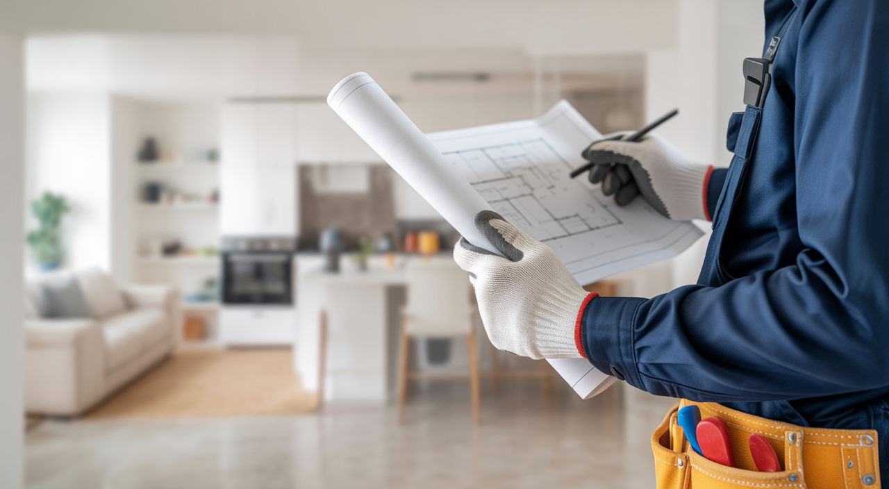 Professional handyman performing repairs in a luxurious Atlanta home