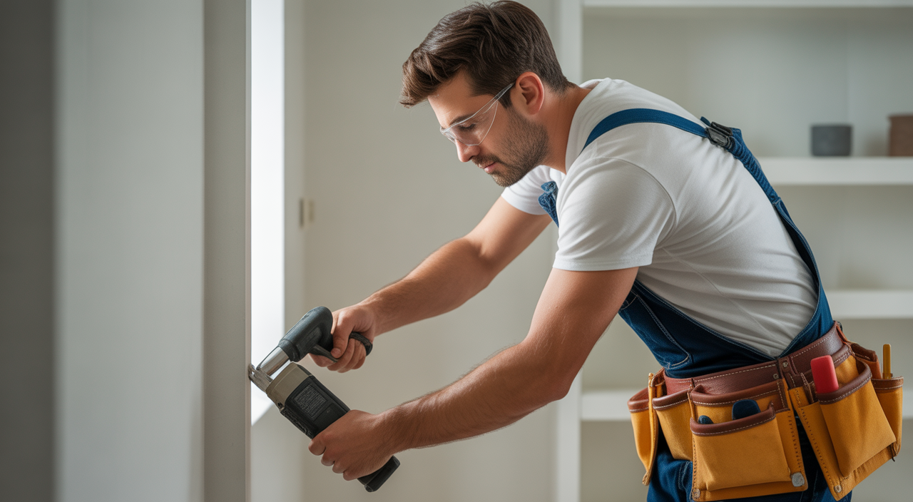 Professional handyman performing home repairs in a clean, well-lit setting representing trustworthy handyman companies in Atlanta